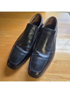 Gordon Rush Mens Black Leather Slip-On Dress Shoes Size 10.5